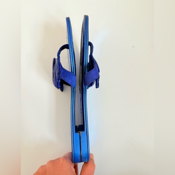 Giuseppe Zanotti Summer Metallic Blue Cruel Wing flat thong sandals EU 37 - Picture 6 of 8